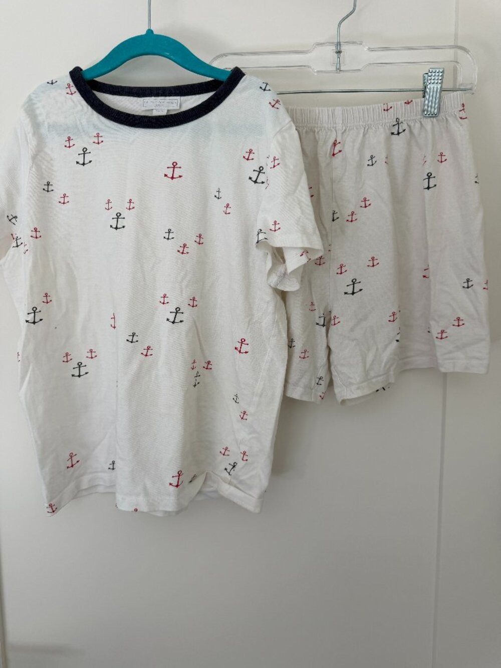 The Little White Company Nautical Anchor Short Pajamas Set of 2 Size 9-10 Yrs